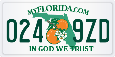 FL license plate 0249ZD
