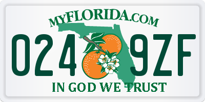 FL license plate 0249ZF