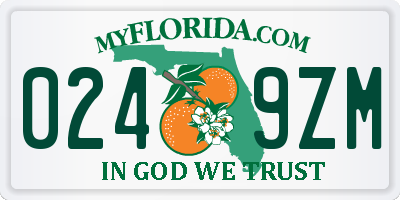 FL license plate 0249ZM