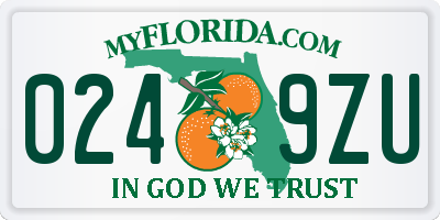 FL license plate 0249ZU