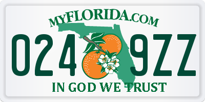 FL license plate 0249ZZ