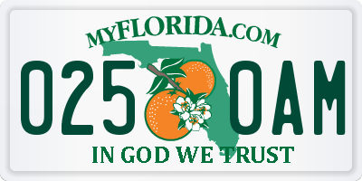 FL license plate 0250AM