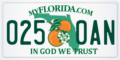 FL license plate 0250AN