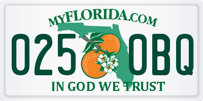 FL license plate 0250BQ