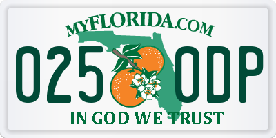 FL license plate 0250DP