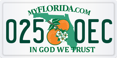 FL license plate 0250EC