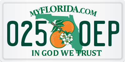 FL license plate 0250EP