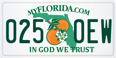 FL license plate 0250EW