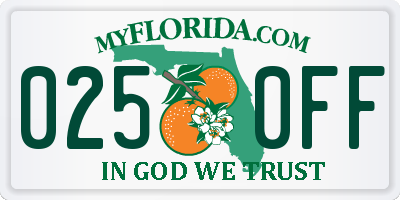 FL license plate 0250FF