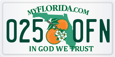FL license plate 0250FN