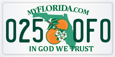 FL license plate 0250FO