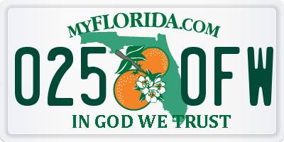 FL license plate 0250FW