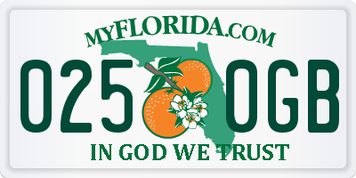 FL license plate 0250GB