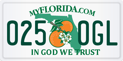FL license plate 0250GL