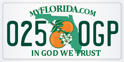 FL license plate 0250GP