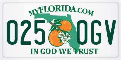 FL license plate 0250GV
