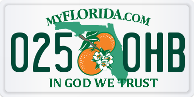 FL license plate 0250HB