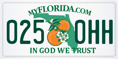 FL license plate 0250HH