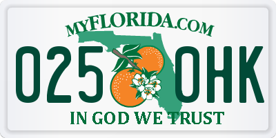 FL license plate 0250HK
