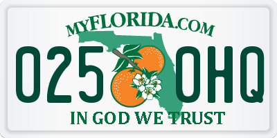 FL license plate 0250HQ