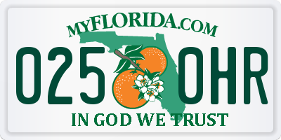 FL license plate 0250HR