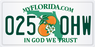 FL license plate 0250HW