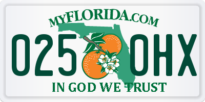 FL license plate 0250HX