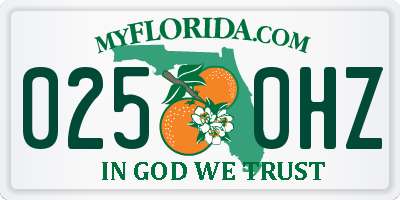 FL license plate 0250HZ