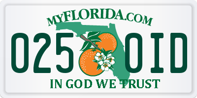 FL license plate 0250ID