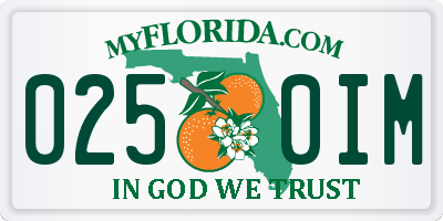 FL license plate 0250IM