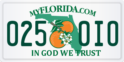 FL license plate 0250IO