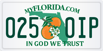 FL license plate 0250IP