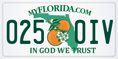 FL license plate 0250IV