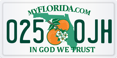 FL license plate 0250JH