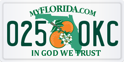 FL license plate 0250KC