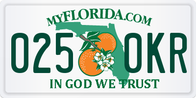 FL license plate 0250KR