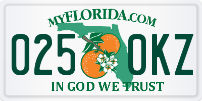 FL license plate 0250KZ