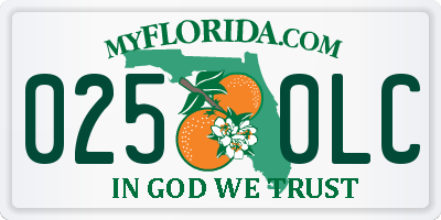 FL license plate 0250LC