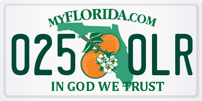FL license plate 0250LR