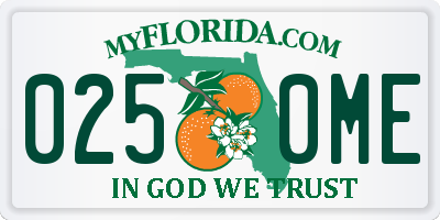 FL license plate 0250ME