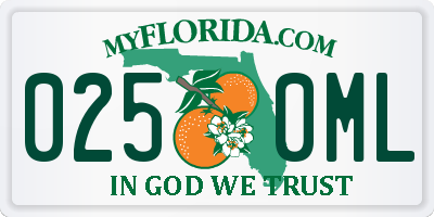 FL license plate 0250ML