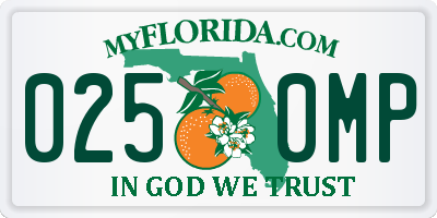 FL license plate 0250MP