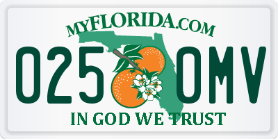 FL license plate 0250MV