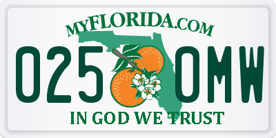 FL license plate 0250MW