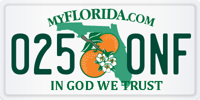 FL license plate 0250NF