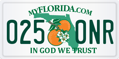 FL license plate 0250NR