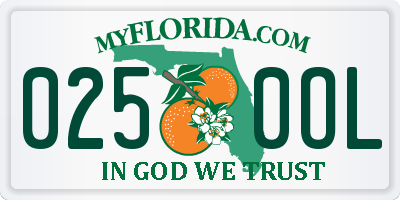 FL license plate 0250OL