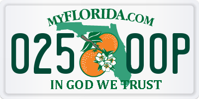 FL license plate 0250OP