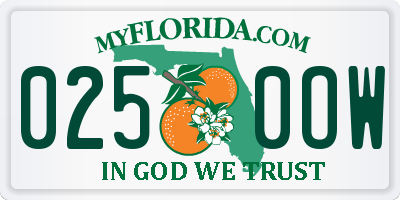 FL license plate 0250OW