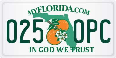 FL license plate 0250PC